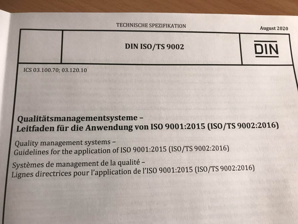 Norm, Richtlinie, ISO/TS 9002 Qualitätsmanagementsystem / QM-System DIN ISO/TS 9002