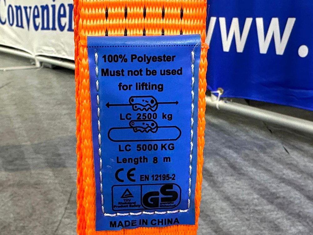 Zurrgurt Etikett mit CE und damit nicht zugelassen