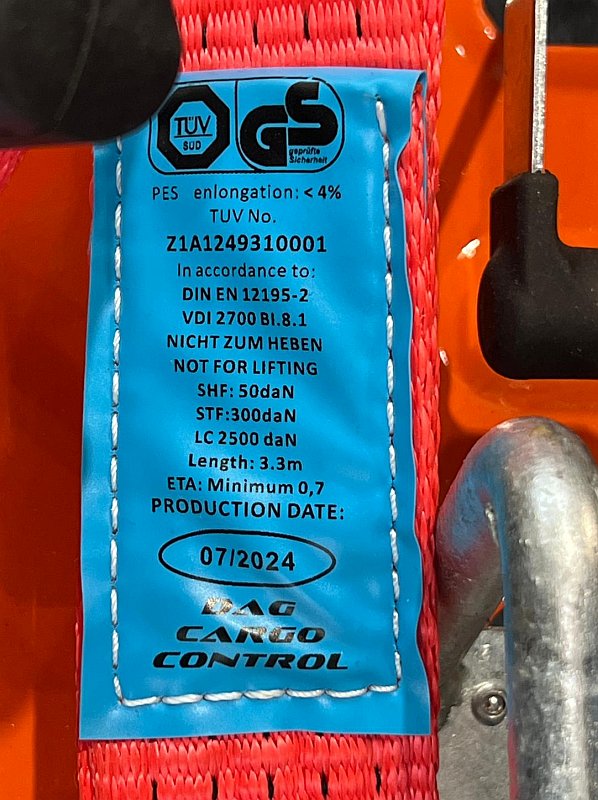 Zurrgurt mit falschen Angaben auf dem Label