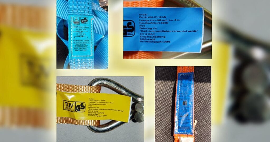 Verschiedene Zurrgurte / Zurrmittel als Beispiele